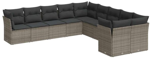 VidaXL Polyrattan Kerti Ülőgarnitúra - 10 részes - Szürke