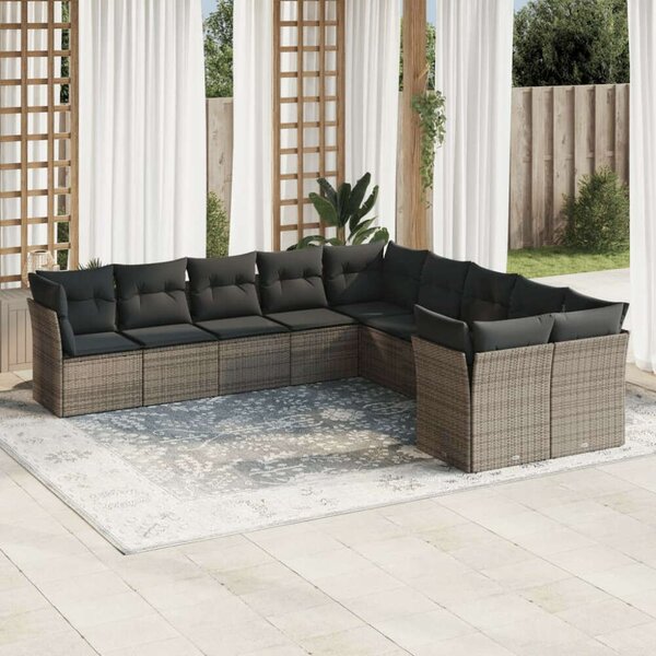 VidaXL Polyrattan Kerti Ülőgarnitúra - 10 részes - Szürke