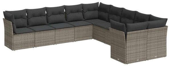 VidaXL Polyrattan Kerti Ülőgarnitúra - 10 részes - Szürke