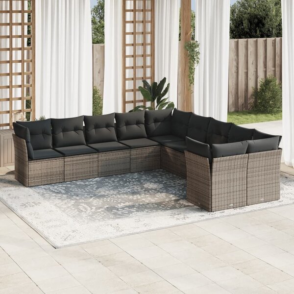 VidaXL Polyrattan Kerti Ülőgarnitúra - 10 részes - Szürke