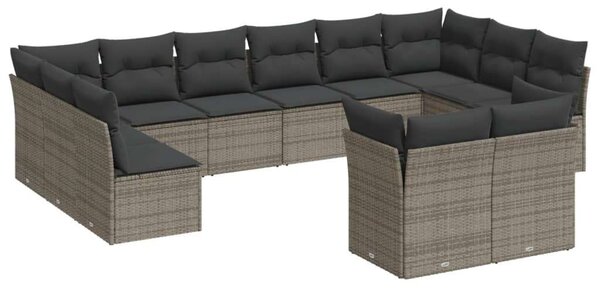VidaXL Polyrattan Kerti Ülőgarnitúra - 12 részes - Szürke