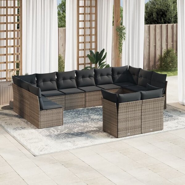 VidaXL Polyrattan Kerti Ülőgarnitúra - 12 részes - Szürke