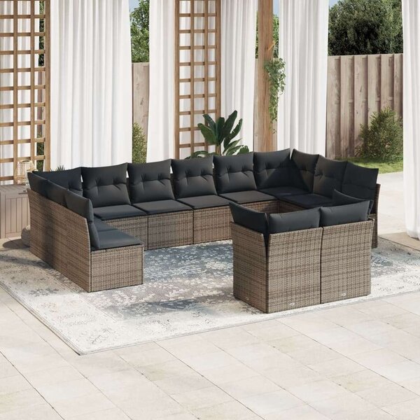 VidaXL Polyrattan Kerti Ülőgarnitúra - 12 részes - Szürke