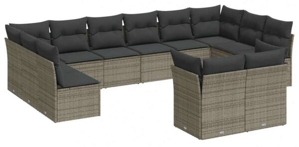 VidaXL Polyrattan Kerti Ülőgarnitúra - 12 részes - Szürke