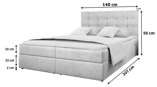 GLOS M ágyneműtartós boxspring ágy 140x200 - krémszínű
