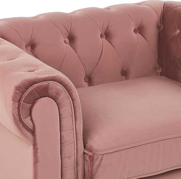 Fotel CHESTERFIELD Bársony Rózsaszín