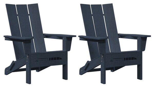 Összecsukható Adirondack Székek 2 db Tengerészkék 74.5x80.5x90 cm HDPE