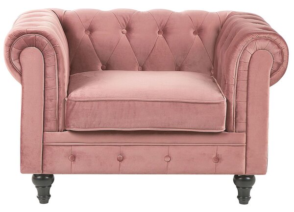 Fotel CHESTERFIELD Bársony Rózsaszín