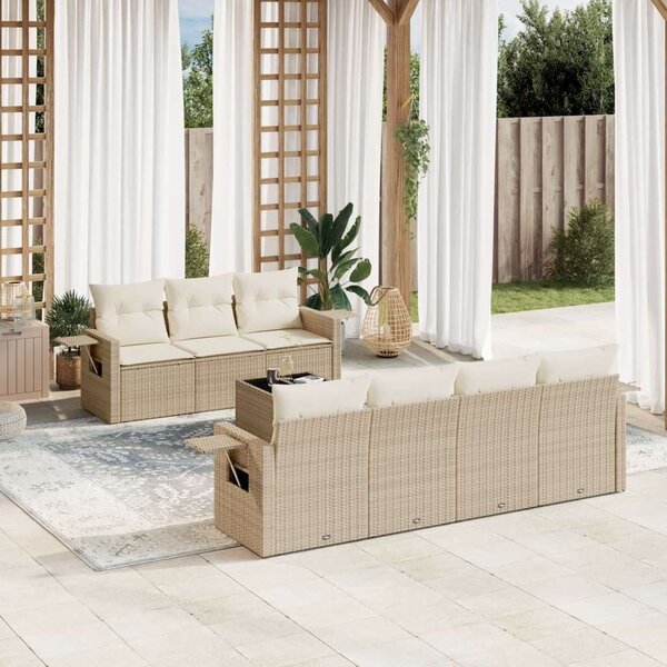 VidaXL Polyrattan Kerti Ülőgarnitúra - 8 részes, Bézs