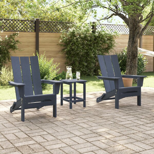 Összecsukható Adirondack Székek 2 db Tengerészkék 74.5x80.5x90 cm HDPE
