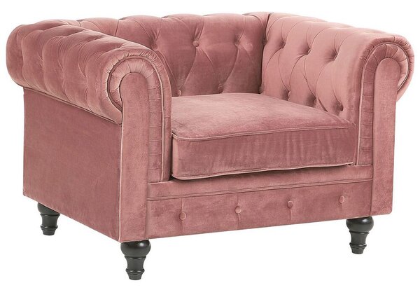 Fotel CHESTERFIELD Bársony Rózsaszín