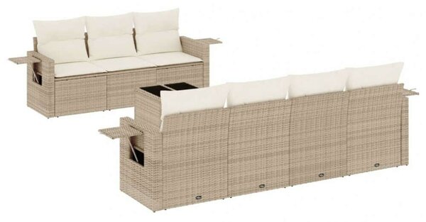 VidaXL Polyrattan Kerti Ülőgarnitúra - 8 részes, Bézs