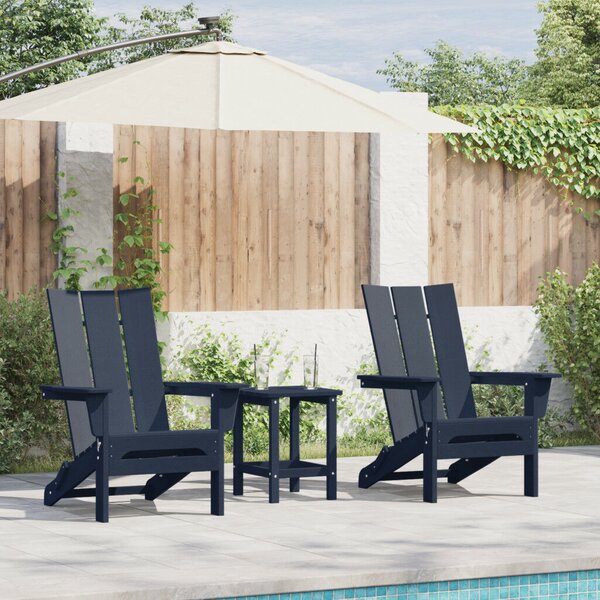 Összecsukható Adirondack Székek 2 db Tengerészkék 74.5x80.5x90 cm HDPE
