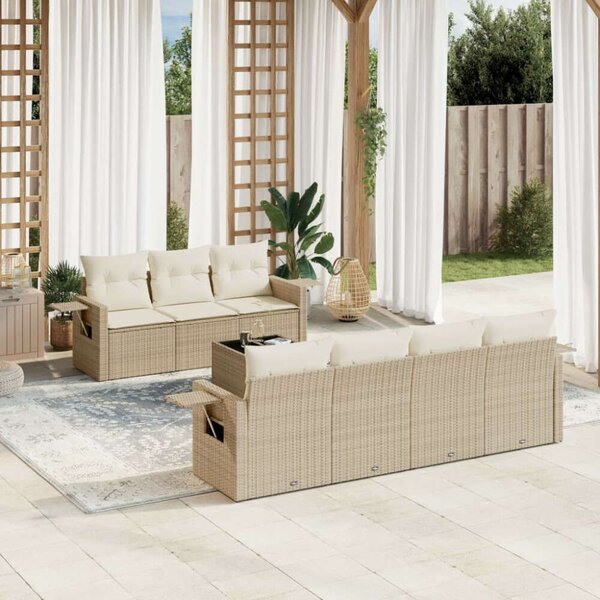 VidaXL Polyrattan Kerti Ülőgarnitúra - 8 részes, Bézs