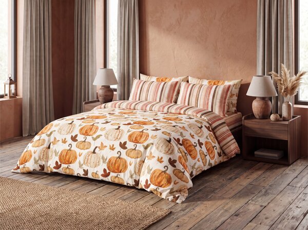 Flanel ágynemű PUMPKINS & STRIPES színes Ágyneműhuzat mérete: 70 x 90 cm | 140 x 200 cm