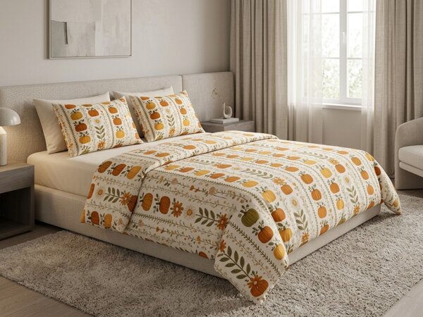 Flanel ágynemű PUMPKIN LINES színes kivitel Ágyneműhuzat mérete: 70 x 90 cm | 140 x 200 cm
