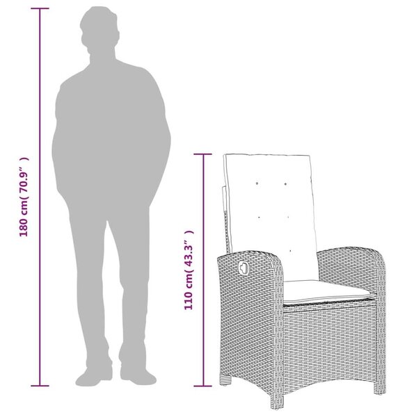 VidaXL 9 részes szürke polyrattan kerti étkezőgarnitúra párnával