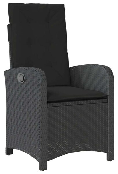 VidaXL 5 részes fekete polyrattan kerti étkezőgarnitúra párnákkal