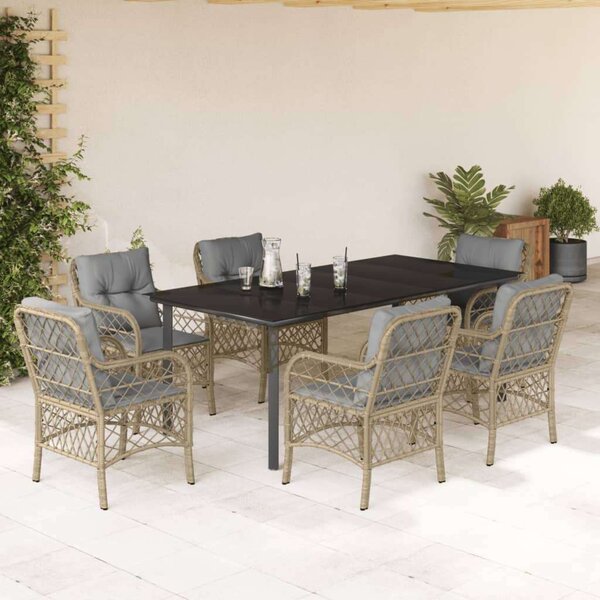 Polyrattan Kerti Étkezőgarnitúra - 7 részes - Bézs