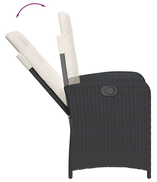 VidaXL - 5 Részes Kerti Étkezőgarnitúra - Polyrattan - Fekete