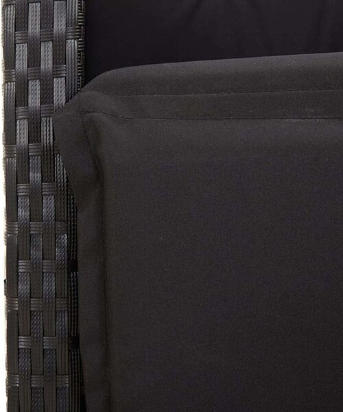 VidaXL 5 részes fekete polyrattan kerti étkezőgarnitúra párnákkal