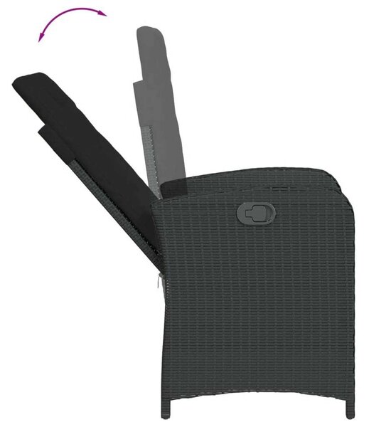 VidaXL 5 részes fekete polyrattan kerti étkezőgarnitúra párnákkal