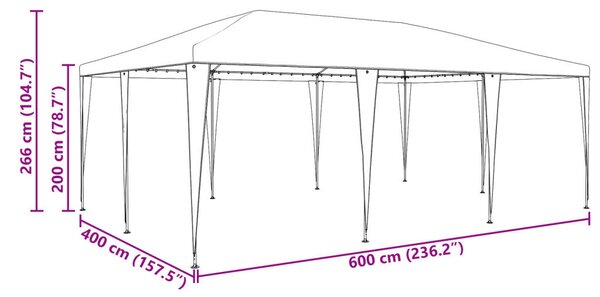 VidaXL Parti sátor 6x4 m, PE, Fehér