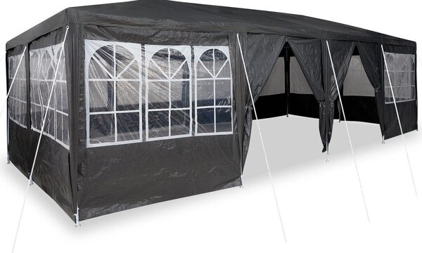 VidaXL Parti Sátor 12 Oldalfallal 8x4 m, PE, Antracit