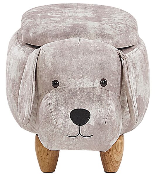 Állatos puff tárolóval DOGGY Bársony Bézs Kutya