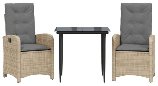 Polyrattan Kerti Szett - 2 Foteles - Bézs