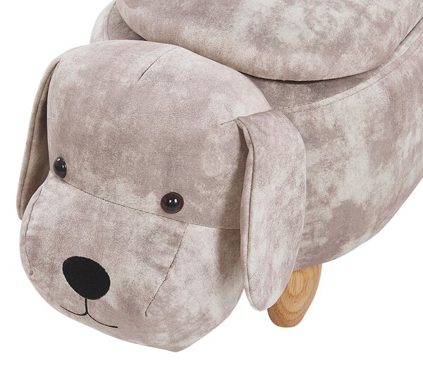 Állatos puff tárolóval DOGGY Bársony Bézs Kutya