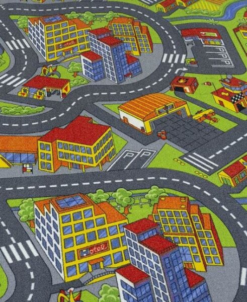 Smartcity autópálya mintás padlószőnyeg 400 cm-es szürke