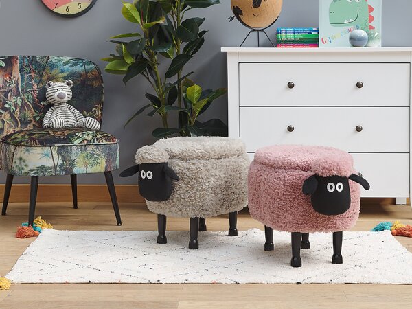 Állatos puff tárolóval SHEEP Rózsaszín Bárány