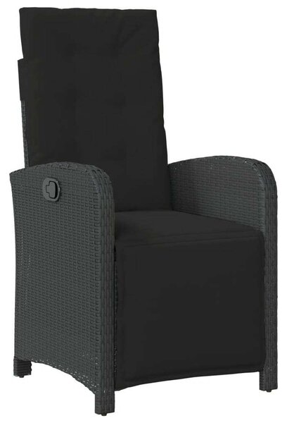 VidaXL 5 részes fekete polyrattan kerti étkezőgarnitúra párnákkal