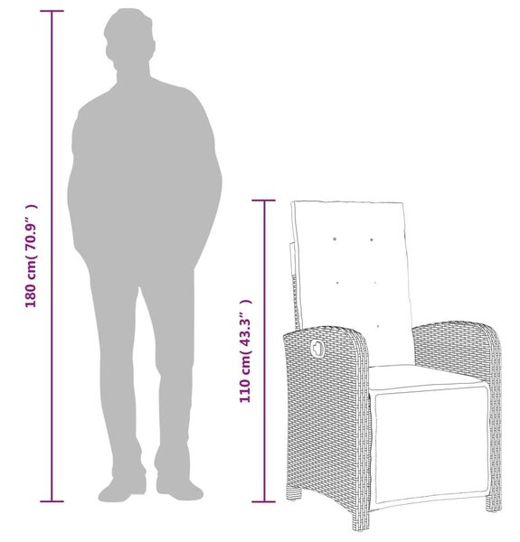 VidaXL 5 részes bézs polyrattan kerti étkezőgarnitúra párnákkal
