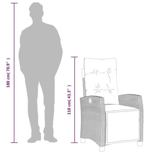 VidaXL 5 részes fekete polyrattan kerti étkezőgarnitúra párnákkal