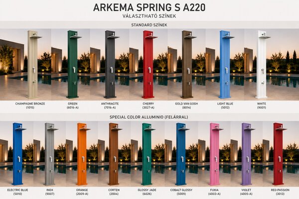 Spring S A220 egyenes kerti szolár zuhany lábmosóval