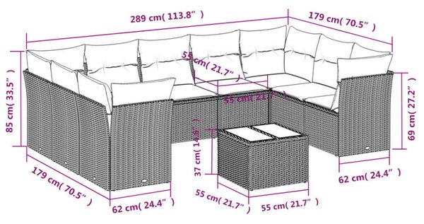 VidaXL Polyrattan Kerti Ülőgarnitúra - 10 részes - Bézs