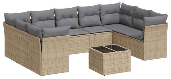 VidaXL Polyrattan Kerti Ülőgarnitúra - 10 részes - Bézs
