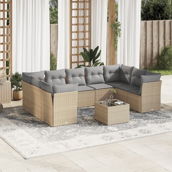 VidaXL Polyrattan Kerti Ülőgarnitúra - 10 részes - Bézs