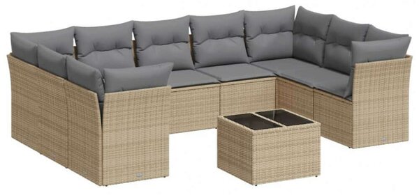 VidaXL Polyrattan Kerti Ülőgarnitúra - 10 részes - Bézs