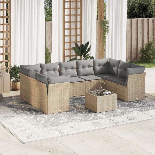 VidaXL Polyrattan Kerti Ülőgarnitúra - 10 részes - Bézs