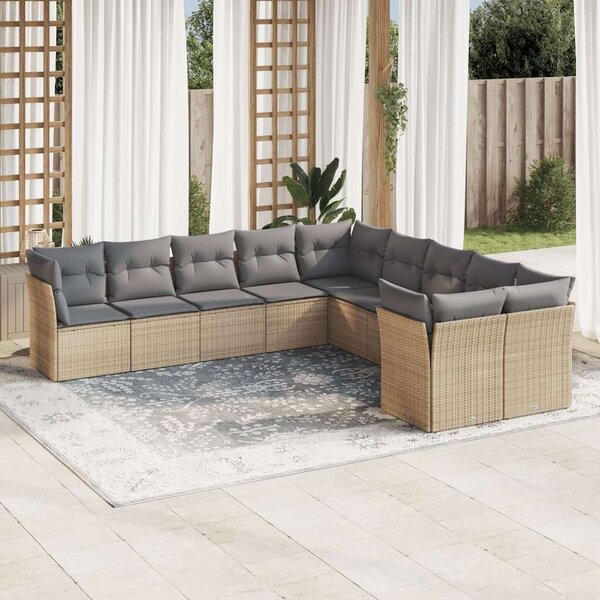 Polyrattan Kerti Ülőgarnitúra - 10 részes - Bézs