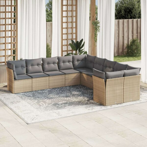 Polyrattan Kerti Ülőgarnitúra - 10 részes - Bézs