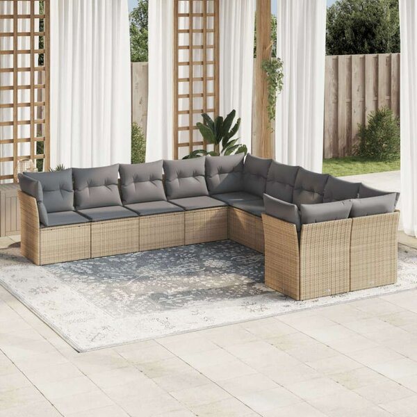 Polyrattan Kerti Ülőgarnitúra - 10 részes - Bézs