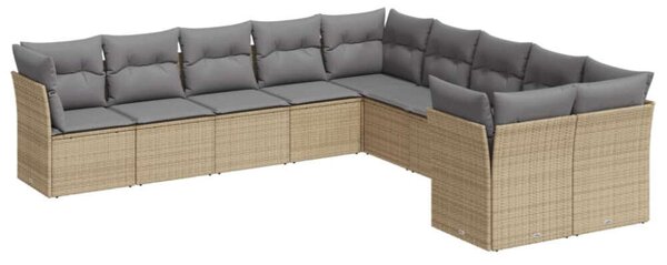 Polyrattan Kerti Ülőgarnitúra - 10 részes - Bézs
