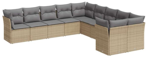 Polyrattan Kerti Ülőgarnitúra - 10 részes - Bézs