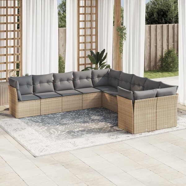 Polyrattan Kerti Ülőgarnitúra - 10 részes - Bézs