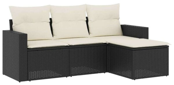 VidaXL Polyrattan Kerti Ülőgarnitúra - 4 részes - Fekete