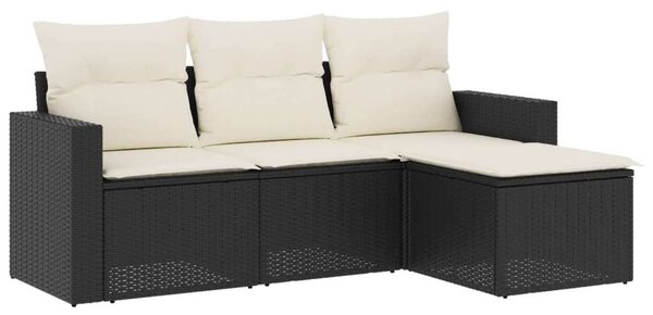 VidaXL Polyrattan Kerti Ülőgarnitúra - 4 részes - Fekete